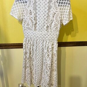 ANTONIO MELANI Cream Lace and Satin Dress EUC